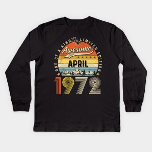 Awesome Since April 1972 Vintage 51st Birthday Kids Long Sleeve T-Shirt